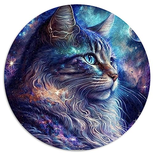 1000 Teile Puzzle Katze Kreisförmige Puzzles Geeignet für Erwachsene und Jugendliche ab 12 Jahren Papppuzzles Dekomprimierendes intellektuelles Lernspielzeug Größe: 67,5 x 67,5 von SIBREA