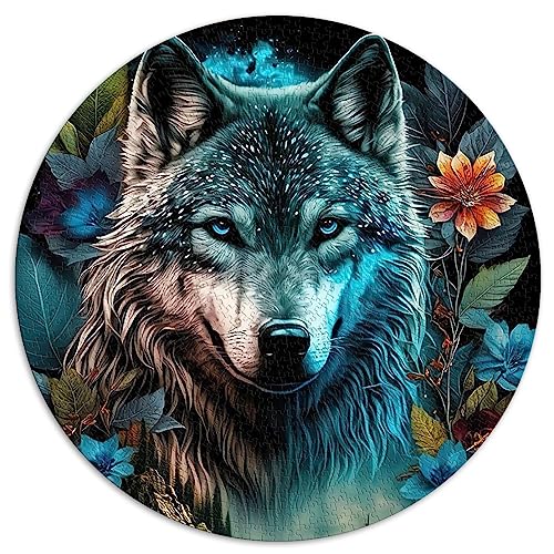 1000 Teile Puzzle Mandala Dschungel Wolf Rundes Puzzle für Erwachsene für Erwachsene und Kinder, Papppuzzles Familienaktivitätspuzzles Größe: 67,5 x 67,5 von SIBREA