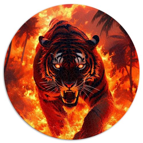 1000 Teile Puzzle Savage Tropical Tigers Kreative runde Puzzles für Erwachsene und Kinder Papppuzzles Lernspiel Herausforderungsspielzeug Größe: 67,5 x 67,5 cm von SIBREA