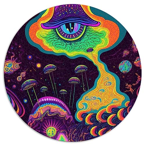 1000-teiliges Puzzle. Psychedelische kreative runde Puzzles, geeignet für Erwachsene. Papppuzzles. Tolles Geschenk für Erwachsene. Größe: 67,5 x 67,5 von SIBREA