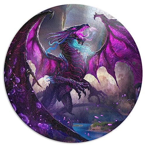 Kreisförmiges 1000-teiliges Puzzle für Erwachsene und Kinder Age Dragon Rundes Puzzle für Erwachsene für Erwachsene und Kinder, Papppuzzles Freunde und Familie Größe: 67,5 x 67,5 von SIBREA