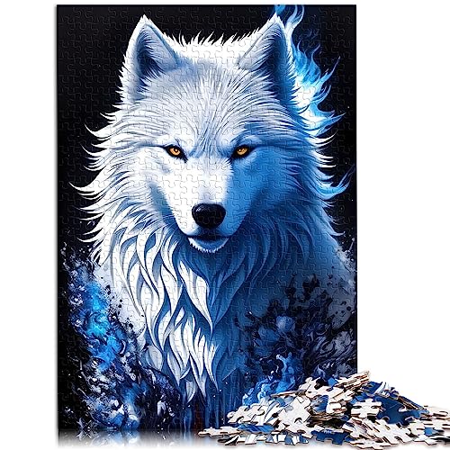 Puzzle „Weißer Wolf Porträt“, 1000 Teile, Puzzle für Erwachsene und Kinder, Holzpuzzle für Erwachsene und Kinder ab 12 Jahren, Heimdekoration, Größe: 50x75 cm von SIBREA