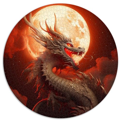 Puzzle 1000 Teile Puzzles Blutmond-Drachen-Puzzle für Kinder, rundes Puzzle für Kinder für Erwachsene und Kinder, Papppuzzles, Lernspiele für Erwachsene und Kinder, Größe: 67,5 x 67,5 cm von SIBREA