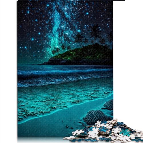 Puzzle 1000 Teile für Erwachsene, Nachtansicht des Strandes, Holzpuzzle, geeignet für Erwachsene und Kinder ab 12 Jahren, Heimdekoration, Puzzlegröße: 50 x 75 cm von SIBREA