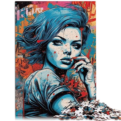 Puzzle Graffiti-Mädchen 1000-teilige Puzzles Holzpuzzles Teenager und Kinder Familienpuzzlespiel Größe: 50x75 cm von SIBREA