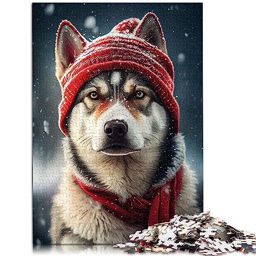 Puzzle Husky Hat 1000 Teile Puzzles für Erwachsene und Kinder ab 12 Jahren Papppuzzles schwierig und herausfordernd Größe: 26 x 38 cm von SIBREA