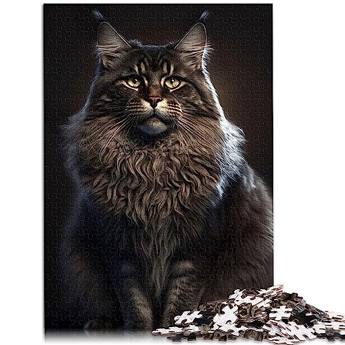 Puzzle Maine Coon 1000 Teile Puzzles für Erwachsene, Geschenke, Holzpuzzle für Erwachsene und Kinder ab 12 Jahren, Puzzle zum Anfassen, Größe: 50x75 cm von SIBREA