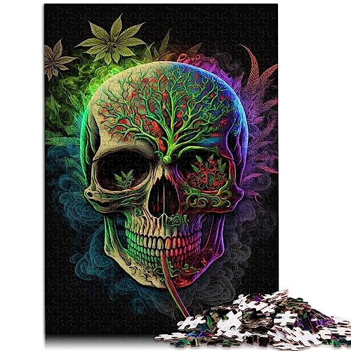 Puzzle Weed Skull 1000 Teile Puzzle für Erwachsene Kinder 12+ Papppuzzles für die Heimdekoration Größe: 26 x 38 cm von SIBREA