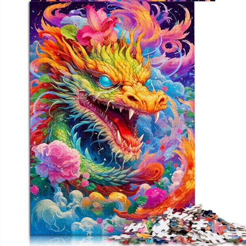 Puzzle für Erwachsene, 1000 Teile, Farbiger Drache, Holzpuzzle für Erwachsene und Kinder, lustige Aktivitäten zu Hause, Geburtstagsgeschenk, Reisegeschenke, Größe: 50 x 75 cm von SIBREA