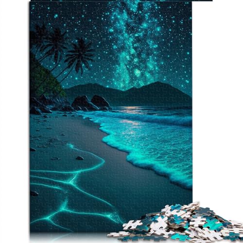 Puzzle für Erwachsene, 1000 Teile, Nachtansicht des Strandes, Holzpuzzle, geeignet für Erwachsene, Denksportaufgaben für Erwachsene, Größe: 50 x 75 cm von SIBREA