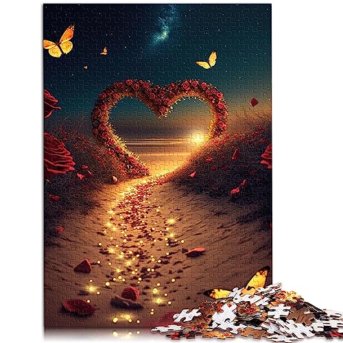 Puzzle für Erwachsene, Herz am Strand, Puzzles für Erwachsene, 1000 Puzzlespielzeuge, Teenager, Papppuzzles, Heimdekoration, Größe: 26 x 38 cm von SIBREA