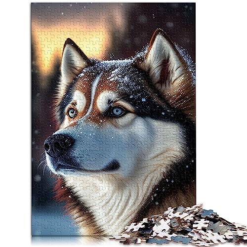 Puzzle für Erwachsene, Husky Dog Snow, 1000 Teile, Holzpuzzle für Erwachsene und Kinder ab 12 Jahren, anspruchsvolles Spiel, Geschenke, Größe: 50x75 cm von SIBREA