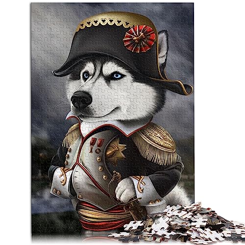 Puzzle für Erwachsene, Husky-Hund, Kaiser Napoleon, 1000 Teile, Holzpuzzle für Erwachsene und Kinder ab 12 Jahren, tolles Geschenk für Erwachsene, Größe: 50x75 cm von SIBREA