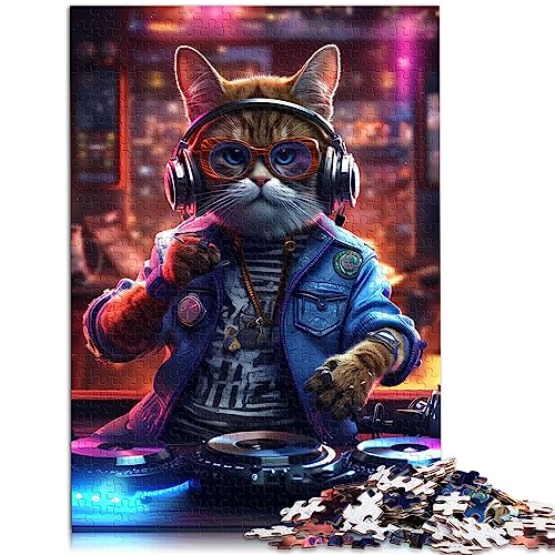 Puzzle für Erwachsene, Katze, DJ, 1000 Teile, geeignet für Erwachsene und Kinder ab 12 Jahren, Papppuzzle, Geschenke für Freunde und Familie, Größe: 26 x 38 cm von SIBREA