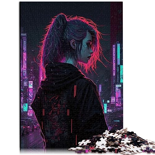 Puzzle für Erwachsene, Neon-Mädchen, 1000-teiliges Puzzle für Erwachsene und Kinder, Papppuzzle, Spiele, Spielzeug, Geschenk, Größe: 26 x 38 cm von SIBREA