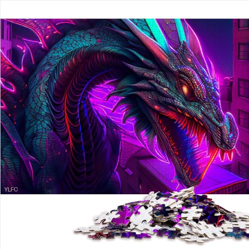 Puzzle für Erwachsene, Puzzles 1000 Teile, buntes Drachen-Holzpuzzle, Puzzles für 12-Jährige, Geschenk für Erwachsene und Kinder, Größe: 50 x 75 cm von SIBREA