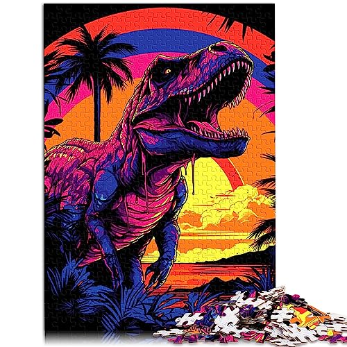 Puzzle für Erwachsene, T-Rex-Sonnenuntergang, Puzzle für Erwachsene, 1000-teiliges Papppuzzle für Teenager, Intellektuelles Spiel, Größe: 26 x 38 cm von SIBREA