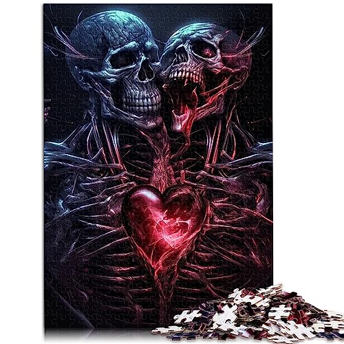 Puzzle für Erwachsene, Totenkopf-Herz, lustiges Puzzle für Erwachsene, 1000 Teile, geeignet für Erwachsene und Kinder über 12 Jahre, Papppuzzles, Rätselgröße: 26 x 38 cm von SIBREA