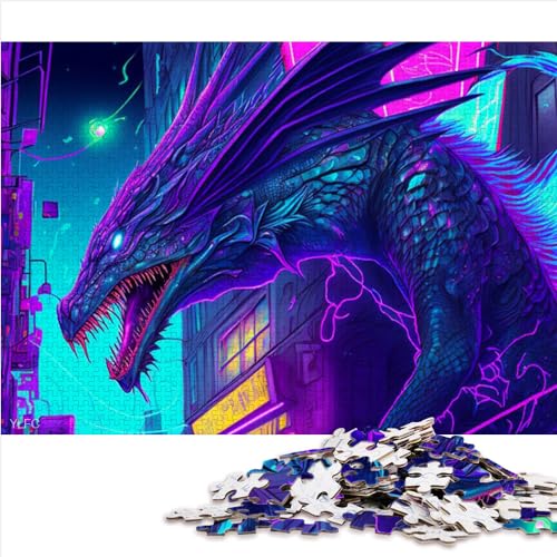 Puzzle für Erwachsene, bunter Drache, 1000 Erwachsenenteile, Puzzle für Erwachsene und Familien, Papppuzzles, Erwachsene und Kinder, Größe: 26 x 38 cm von SIBREA