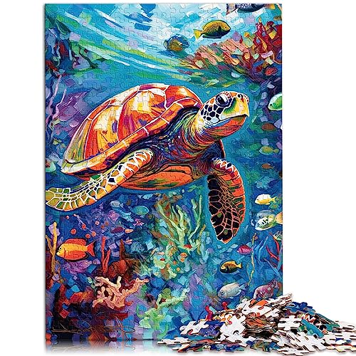 Puzzle für Erwachsene, lebendige Schildkröte, 1000-teiliges Puzzle, geeignet für Erwachsene und Kinder über 12 Jahre, Karton-Puzzles, Geschenke für Freunde und Familie, Größe: 26 x 38 cm von SIBREA