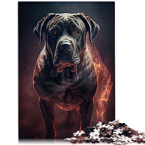 Puzzle für Erwachsene Cane Corso Fire Puzzle 1000 Teile Holzpuzzle für Erwachsene und Kinder Lernspiele Heimdekoration Puzzle. Größe: 50x75cm von SIBREA