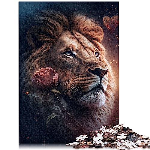 Puzzle für Erwachsene Majestätischer Löwe Rose 1000 Teile Erwachsenenpuzzle Holzpuzzle für Erwachsene und Kinder ab 12 Jahren Tolles Geschenk für Erwachsene Größe: 50x75 cm von SIBREA