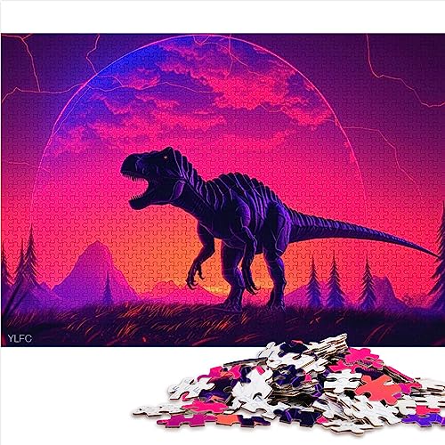 Puzzle für Erwachsene Synthwave Retro T Rex Erwachsenenpuzzle 1000 für Erwachsene und Kinder ab 12 Jahren Papppuzzles Herausforderungsfamilie Größe: 26 x 38 cm von SIBREA