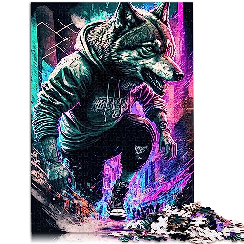 SIBREA Puzzles 1000 Teile für Erwachsene und Kinder - Street Wolf - Karton - Jigsaw - Street Art - 1000 Teile - 1 Set - 26 x 38 cm - Ab 12 Jahren von SIBREA