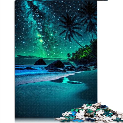 Puzzles für Erwachsene, 1000 Teile, für Erwachsene, Nachtansicht des Strandes, Holzpuzzle für Erwachsene und Familien, Lernspiel, Herausforderungsspielzeug, Größe: 50 x 75 cm von SIBREA