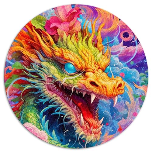 Puzzles für Erwachsene, 1000 Teile Farbiger Drache, runde Puzzles für Erwachsene und Kinder, Papppuzzles, Familienpuzzlespiel, Größe: 67,5 x 67,5 cm von SIBREA