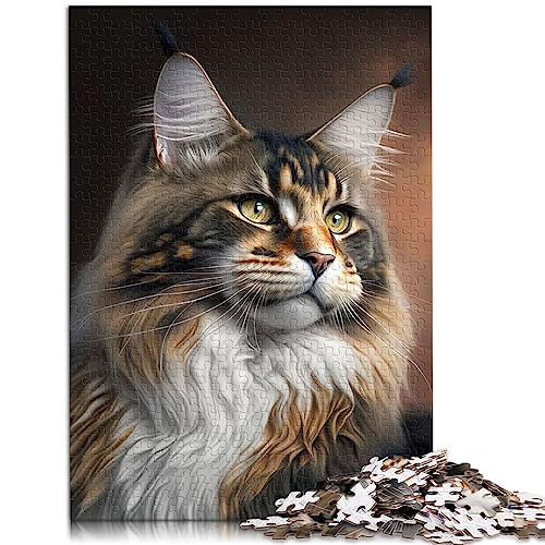 SIBREA Puzzles für Erwachsene, Maine-Coon-Portrait, 1000 Teile, Holzpuzzle für Erwachsene und Kinder ab 12 Jahren, anspruchsvolles Spiel, Geschenke, Größe: 50x75 cm von SIBREA