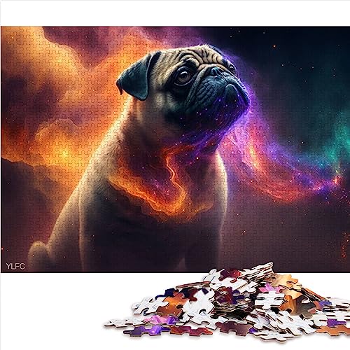 Puzzles für Erwachsene, Mops, 1000 Puzzleteile für Erwachsene, Holzpuzzle, geeignet für Erwachsene, Lernspiele, Größe: 50x75 cm von SIBREA