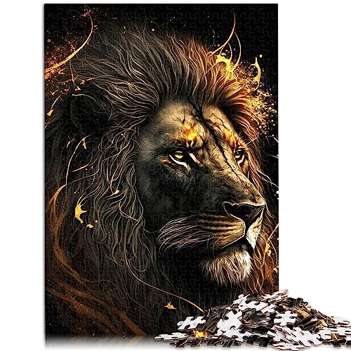 Puzzles für Erwachsene, Schwarzer und Goldener Löwe, Puzzles für Erwachsene, 1000-teilige Puzzles für Erwachsene, Teenager, Papppuzzles, Home Art Decor, Größe: 26 x 38 cm von SIBREA