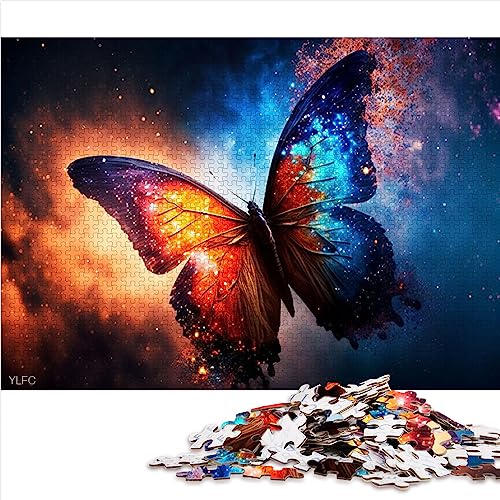 Puzzles für Erwachsene, großer schwarzer Blauer Schmetterling, 1000-teiliges Puzzle für Erwachsene, Teenager, Papppuzzles, Heim-Kunst-Dekor, Größe: 26 x 38 cm von SIBREA