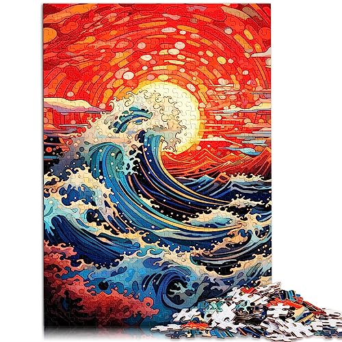 Puzzles für Erwachsene, japanische Wellen-Kanagawa-Puzzles, 1000 Teile, für Erwachsene, Teenager und Kinder, Papppuzzles, lustiges Geschenk, Größe: 26 x 38 cm von SIBREA