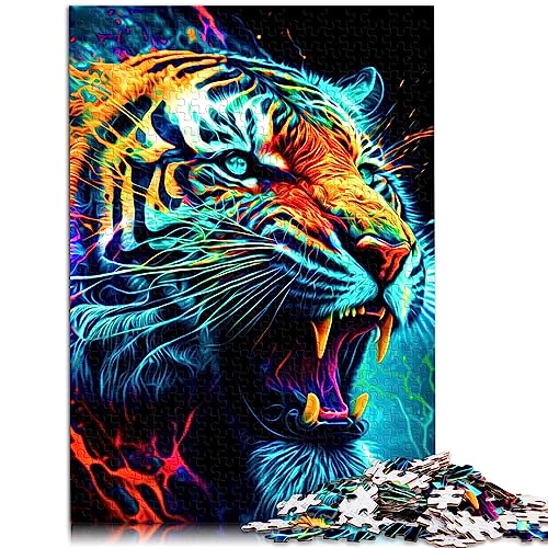 Puzzles für Erwachsene Bunter Tiger. Puzzle für Erwachsene, 1000 Teile, Holzpuzzle, geeignet für Erwachsene und Kinder über 12 Jahre als Heimdekoration, Größe: 50x75 cm von SIBREA