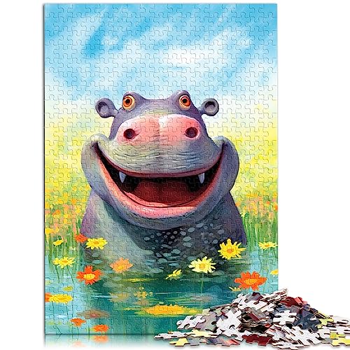 Puzzles für Erwachsene Geschenke Happy Hippo Delight Puzzles für Erwachsene 1000 Teile geeignet für Erwachsene Papppuzzles Lustige Puzzlespiele Größe: 26 x 38 cm von SIBREA