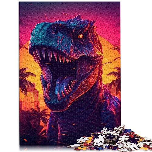 Puzzles für Erwachsene T-Rex-Dinosaurier-Sonnenuntergang-Puzzles für Erwachsene 1000 Teile Papppuzzles für Teenager und Kinder Denksportspiel Größe: 26 x 38 cm von SIBREA