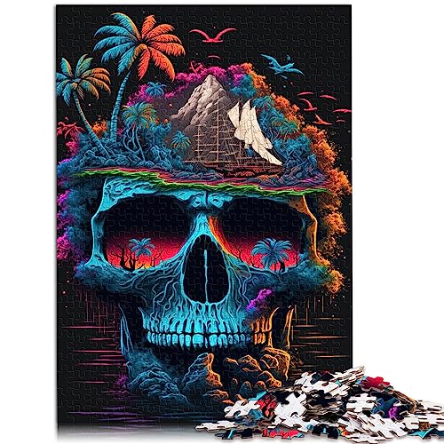 Puzzles für Erwachsene und Kinder, Totenkopf-Insel, schweres Puzzle für Erwachsene, 1000 Teile, Holzpuzzles für Erwachsene und Kinder, Heim-Kunst-Dekoration, Größe: 50x75 cm von SIBREA