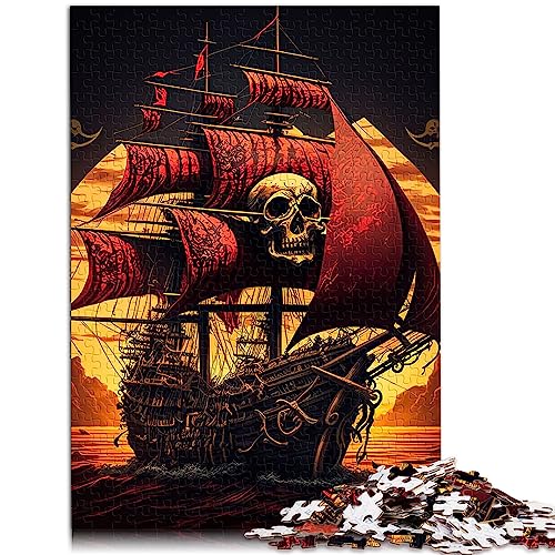 Puzzles für Kinder: Totenkopf-Piratenschiff-Puzzle, 1000 Teile, Holzpuzzle für Erwachsene und Kinder ab 12 Jahren, für Familienspaß, Größe: 50x75 cm von SIBREA