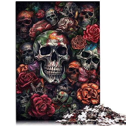 Puzzles für Totenkopf und Rosen, Totenkopf-Rose-Puzzle für Erwachsene, 1000 Holzpuzzle für Erwachsene und Kinder, Lernspielzeug, Größe: 50x75 cm von SIBREA