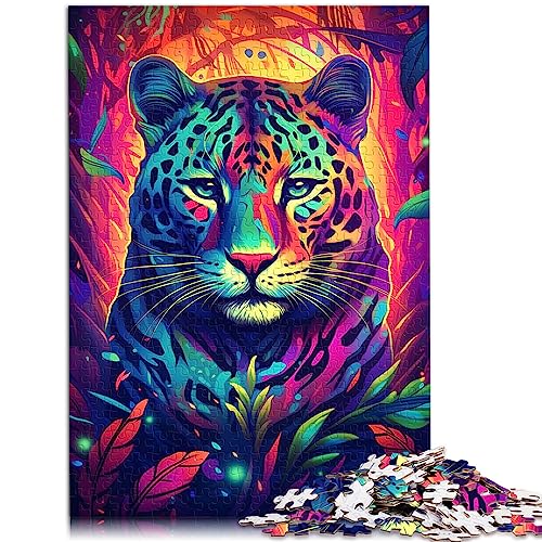 Teenager-Puzzle, Neon-Ocelot-Puzzle, 1000 Teile, für Erwachsene, Holzpuzzle für Erwachsene und Kinder ab 12 Jahren, Heimdekoration, Puzzle-Spielzeug, Größe: 50x75 cm von SIBREA