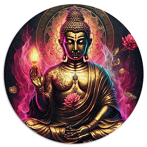 für Erwachsene Puzzles 1000-teiliges Buddha-Rundpuzzle für Erwachsene und Kinder Papppuzzles Lernspiel Herausforderungsspielzeug Größe: 67,5 x 67,5 von SIBREA