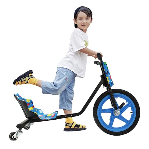 SICHENSH 360° Drift-Trike für Kinder 16 Zoll Drift Scooter Kinder Pedal 3-Rad Driftscooter Kinderfahrzeug 360° Pedal-Gokart für 6 Jahre und älter 80kg Tragfähigkeit (Blau Nummer) von SICHENSH