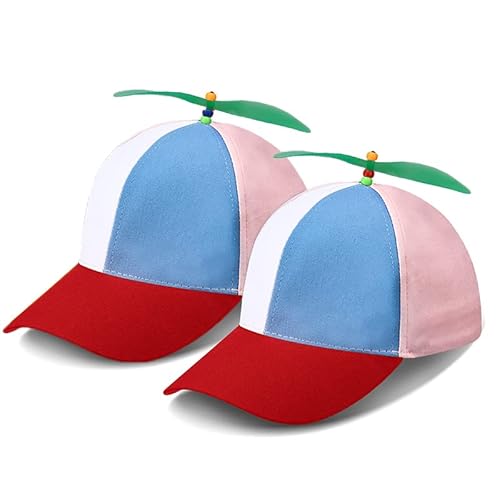 2 Stücke Propeller mütze Helikopter Cap Baseball Kappe Bunte Mütze Night Fluoreszierender Propeller Baseball Cap,Leuchten Im Dunkeln Propeller,für Erwachsene & Kinder-Größenverstellbar-56-60cm（rot） von SIEBOLD