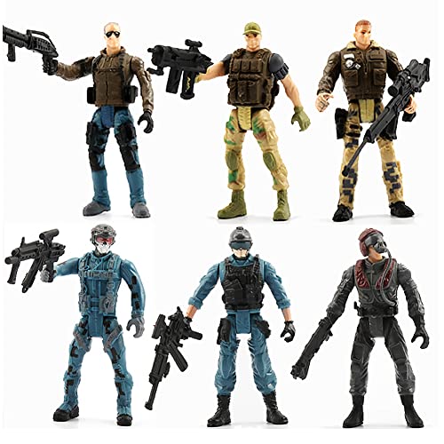 SIEBOLD 6 Stücke Special Forces Army Figure Toy Movable Military Soldier Police Models with Joint and Weapons Parents Child Interaction Figures Toy for Children Role Play Gift von SIEBOLD