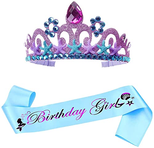 SIEBOLD 2 Stück Birthday Crown Sash,Geburtstag Kopfschmuck mädchen,Alles Gute zum Geburtstag Kopfschmuck für Mädchen Frauen Geburtstagsfeier Dekoration (Violett) von SIEBOLD