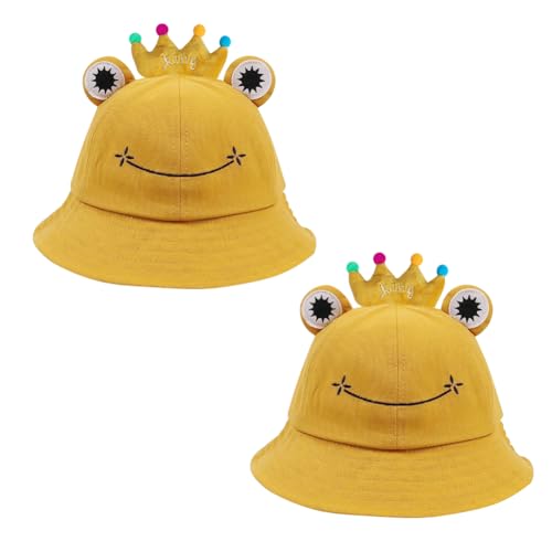 SIEBOLD 2 Stück Frosch mütze mit Krone,Frosch Fischerhut,Frosch hut,Lustige Party hut,Faltbarer Unisex Fischerhut für Erwachsene und Kinder Karneval Partykostüm Partygeschenk von SIEBOLD