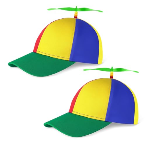 SIEBOLD 2 Stücke Propeller mütze,Helikopter Cap,Propeller hut,Lustige party hüte,für Kopfbedeckung Zubehör Karneval Partykostüm Requisiten für Erwachsene und Kinder Einstellbar Größe (54-60CM) von SIEBOLD