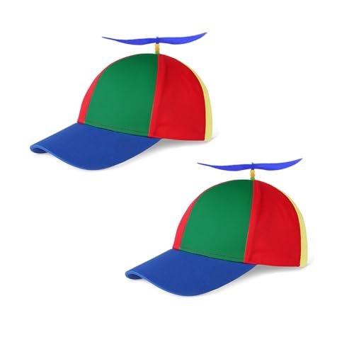 2 Stücke Propeller mütze,Helikopter Cap,Propeller hut,Lustige faschings party hüte,für Kopfbedeckung Zubehör Karneval Partykostüm Requisiten für Erwachsene und Kinder Einstellbar Größe (54-60CM) von SIEBOLD